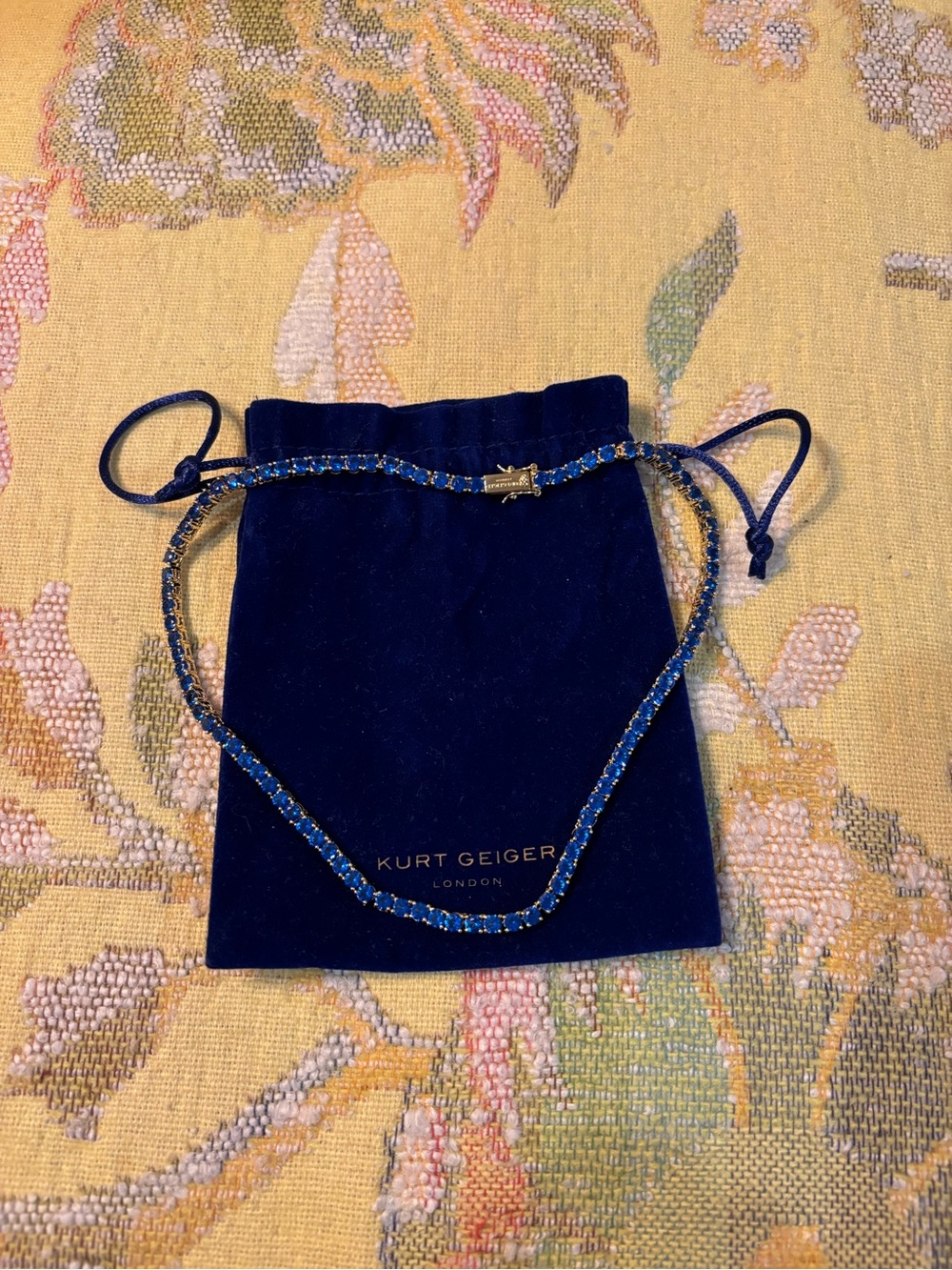 Kurt Geiger Blue Crystal Tennis Necklace